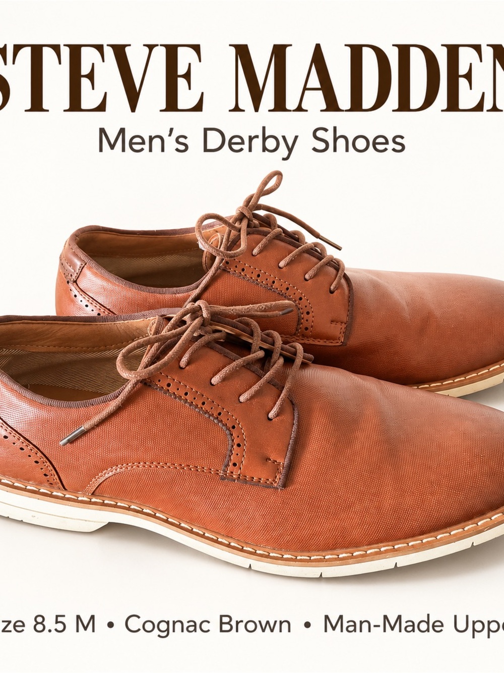 Steve Madden Men's Brown Leather Casual Oxford Shoes - Picture 2 of 7